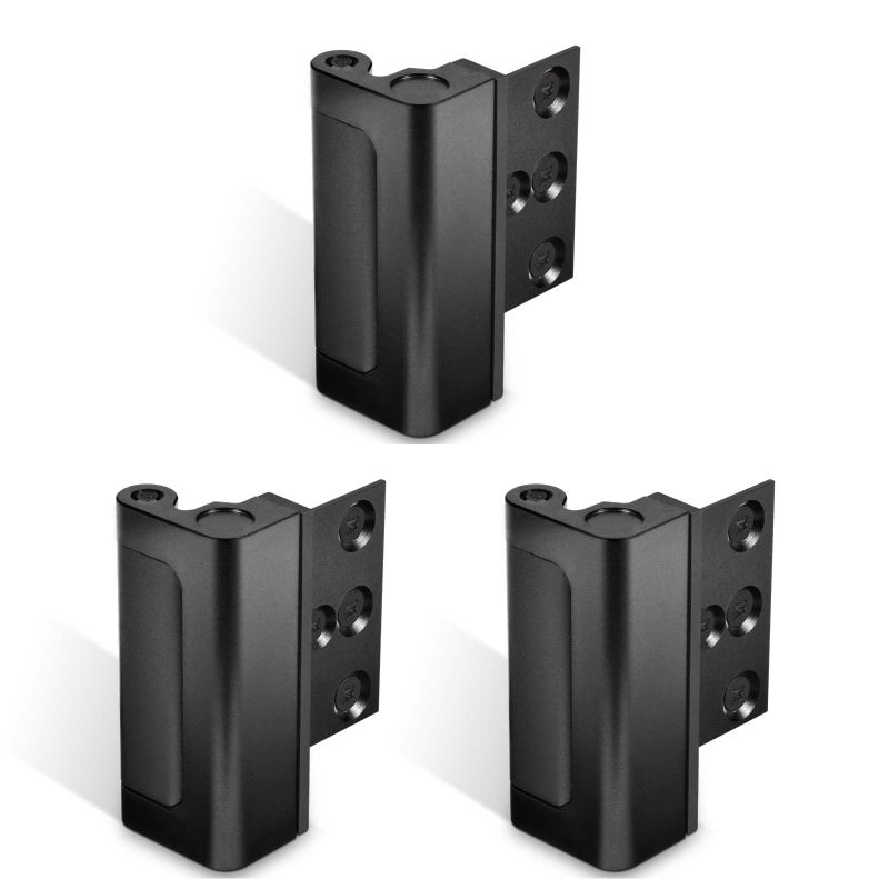 GreaTalent 3Pack Home Security Door Reinforcement Lock Childproof, Add High Security to Home Prevent Unauthorized Entry, Aluminum Construction Finish Black - Image 1